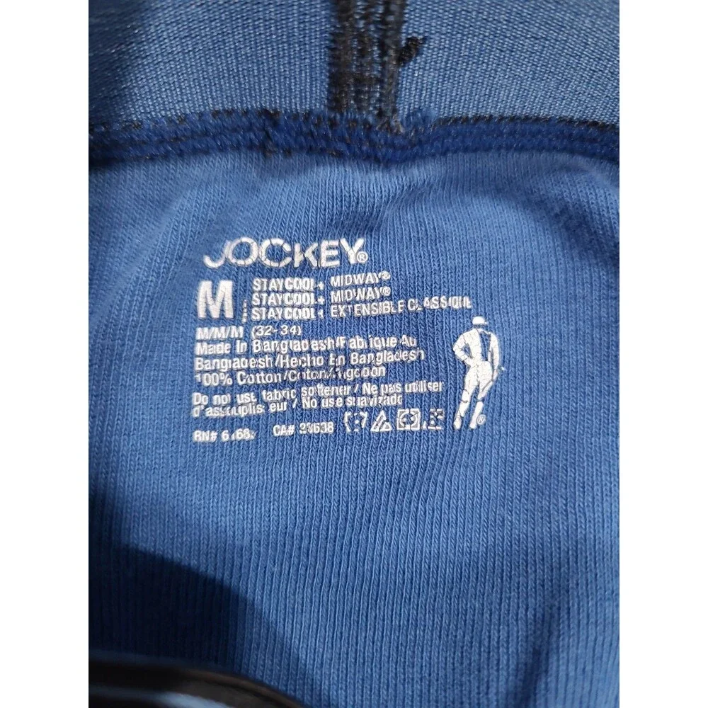 2 Jockey Men's Staycool Brief Boxer Shorts Size Medium Blue Cotton Logo B26